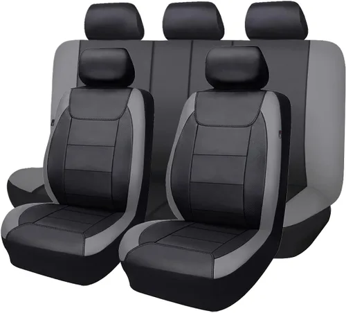 Miniatura 19 de Fundas para asientos de coche Flying Banner, protectoras, impermeables, de cuero sintético con fibra de carbono para asientos delanteros y traseros