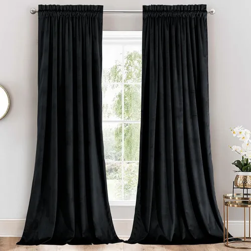Miniatura 10 de Royal Hotel Bedding Paneles de cortinas opacas de terciopelo con bolsillo superior para cortinero, peso pesado, paneles sólidos de terciopelo suave