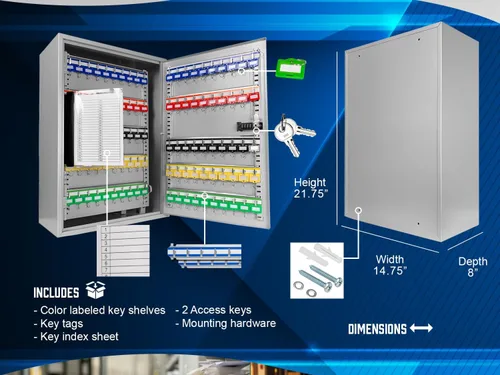 Miniatura 2 de BARSKA Caja ajustable de 300 llaves con cerradura de combinación, color gris