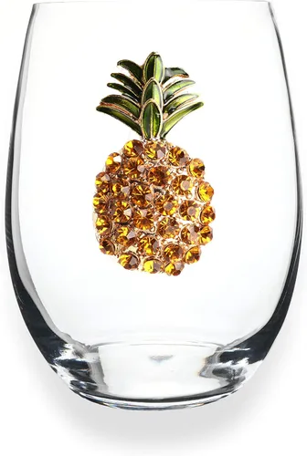 Miniatura 7 de THE QUEENS' JEWELS Copa de vino con tallo con joyas de piña, 21 onzas, regalo único para mujeres, cumpleaños, lindo, divertido, sin pintar