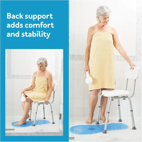 Miniatura 11 de Carex Silla de ducha con respaldo, silla de baño y asiento de ducha para ancianos, discapacitados y discapacitados, 350 libras, fácil montaje