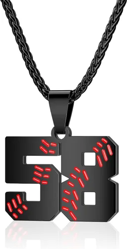 Miniatura 45 de Collar con número de béisbol para niños 00-99, collar con número de camiseta de béisbol de acero inoxidable, colgante personalizado, regalo