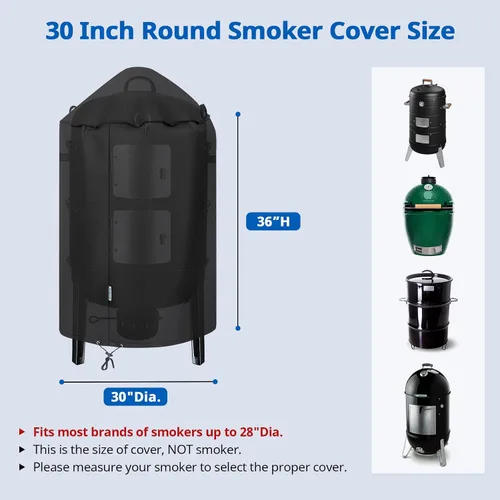 Miniatura 2 de SunPatio Cubierta redonda para ahumador de 30 pulgadas, resistente e impermeable, para parrilla Weber, Charbroil, Char-Griller Kamado y más