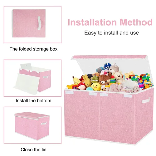 Miniatura 6 de Pantryily Caja de almacenamiento de juguetes para niñas, cajas organizadoras y almacenamiento con tapas y asas para guardería, sala de juegos, 24.5
