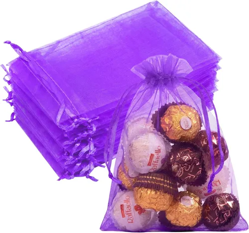 Miniatura 15 de Bolsas de organza de 3x4 pulgadas, 50 paquetes de pequeñas bolsas de regalo de malla con cordón, bolsas de muestra para fiesta, boda, baby shower
