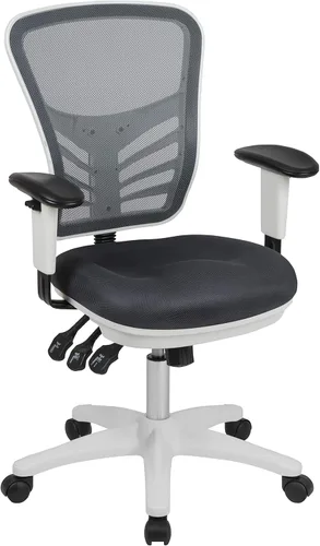 Flash Furniture Nicholas Silla Giratoria de Respaldo Medio para Oficina y Juegos, Silla de Oficina Ergonómica de Malla con Soporte Lumbar y Altura
