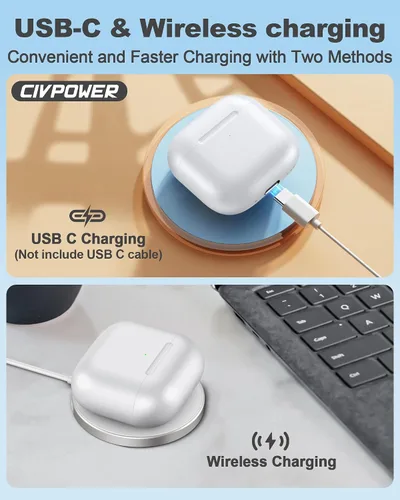 Miniatura 3 de CIVPOWER Funda de carga de repuesto para Air Pods 4ª, compatible con Air Pod de 4ª generación con emparejamiento Bluetooth (sin auriculares)