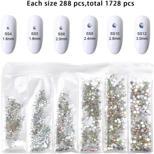 Miniatura 6 de 120 piezas, multi formas de piedras de imitación AB para decoración de uñas.