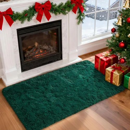 Miniatura 82 de Merelax Alfombra Moderna Suave y Esponjosa Shaggy para Dormitorio Sala de Estar Decoración de Sillas Pequeñas Alfombras Tapetes para Pies Piso, Verde