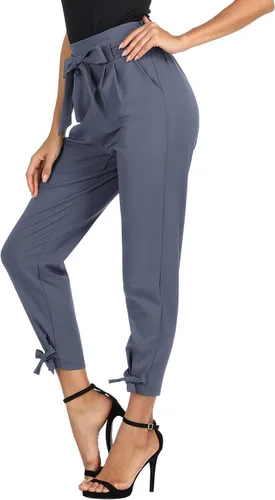 Miniatura 3 de GRACE KARIN - Pantalón deportivo tipo lápiz para mujer, diseño informal de tiro alto para trabajo, con lazo y bolsillos