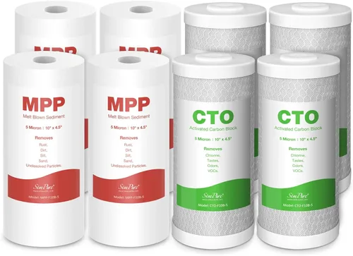 Miniatura 15 de SimPure Cartuchos de filtro de agua para toda la casa de 10 x 4.5 pulgadas, filtro de carbono y metal pesado GAC/KDF, para DB10C-2KDF, DB10P
