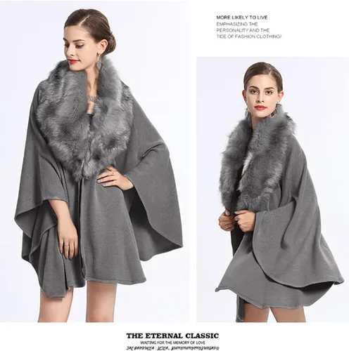 Miniatura 3 de Newdeve - Chales de novia para invierno, otoño, cálido, de piel sintética, abrigo abierto de punto, tallas grandes, suéter para fiesta de noche