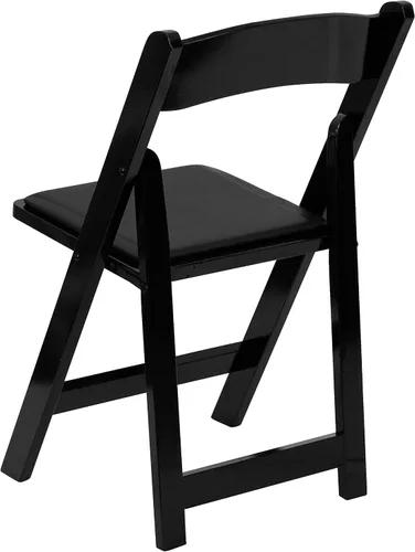 Miniatura 8 de EMMA + OLIVER Paquete de 2 sillas plegables de madera negra con asiento acolchado de vinilo Negro