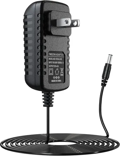 Miniatura 2 de TMEZON toma de corriente con conversor y adaptador AC 100-240V a 12 V y 2 A, de 2.1 mm x 5.5 mm, conversor adaptador de 12 V para sistema