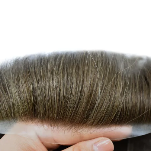 Miniatura 3 de Sistema de reemplazo de cabello de encaje francés para hombre, piezas de cabello de aspecto natural, color negro, marrón, rubio, gris, protesis