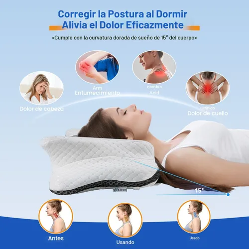 Miniatura 3 de Almohada Cervical para Alivio del Dolor y Soporte del Cuello, Almohada Ergonómica Ajustable para Dormir Cómodamente, Almohadas Ortopédicas de Espuma