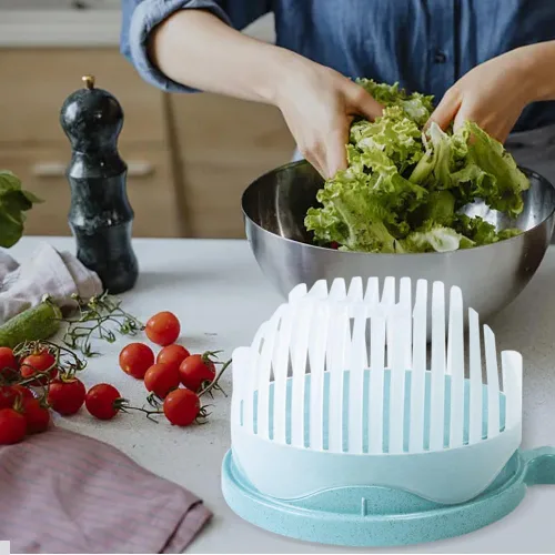 Miniatura 4 de Cortador de ensalada 2 en 1 y picador de verduras, máquina rápida de 60 segundos, plástico de grado alimenticio sin BPA, rebanador manual fácil