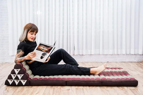 Miniatura 17 de Leewadee - Cojín Tailandés plegable para el suelo con respaldo para TV, sala de estar, colchón para exterior, 65.7 x 20.9 x 11.8 pulgadas, Kapok