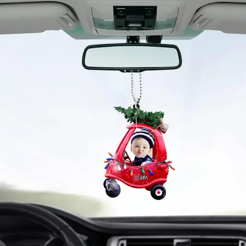 Miniatura 6 de IZI POD Foto personalizada con nombre de adorno de bebé, adorno personalizado de automóvil de Navidad para decoración de árbol de Navidad, regalo