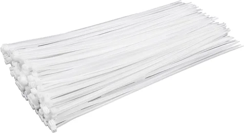 Bridas de cremallera blancas de 14 pulgadas (paquete de 100), transparentes, 50 lb, bridas de cable resistentes a los rayos UV para uso al aire