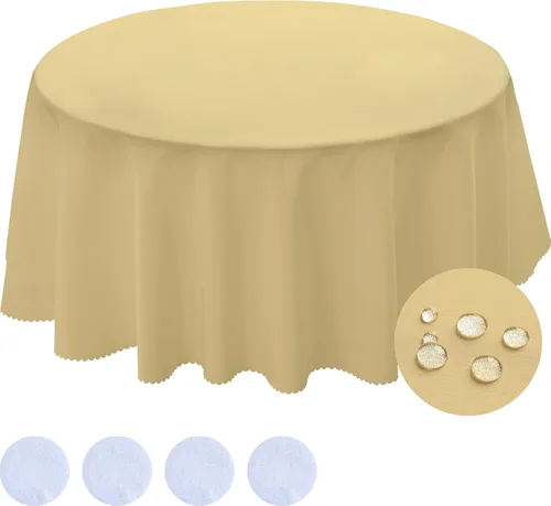 Miniatura 14 de BYDOLL Mantel redondo de 48 pulgadas para la parte superior de un máximo de 38 pulgadas de diámetro, color beige, lavable, al aire libre, resistente