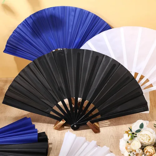 Miniatura 4 de Beeveer 15 ventiladores de mano plegables grandes para baile de línea, chino Kung Fu Tai Chi Clap Raves fanáticos para hombres y mujeres festivales