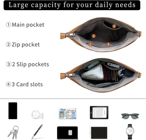 Miniatura 4 de FUKUYIN Bolso de mano para mujer, bolso de hombro para mujer, bolso de mano de cuero suave de poliuretano para mujer, bolso cruzado grande para mujer