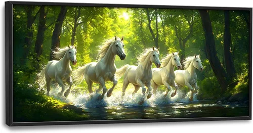 Miniatura 108 de Cuadros Grandes Enmarcados Arte de Pared para Sala de Estar, Lobos del Bosque Decoración de Pared de Gran Tamaño Lobo Animal Impresión en Lienzo