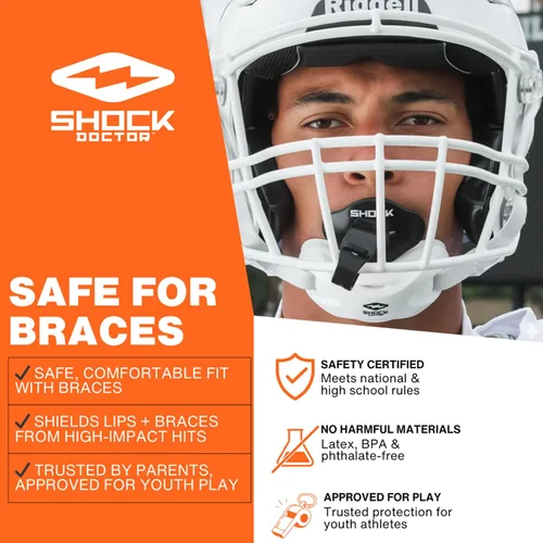 Miniatura 5 de Shock Doctor Bolt Lipguard, Adult Mouth Guard Football with Strap. Mouthguard One Size Fits All