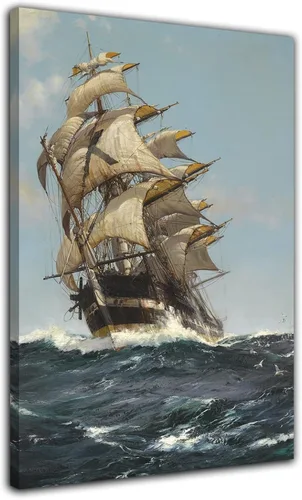 Póster vintage de barco pirata oceánico, barco pirata de mar, arte de pared, lienzo impreso, póster moderno para dormitorio, baño, oficina (8 x 12