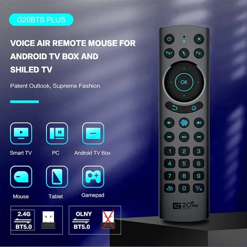 Miniatura 3 de G20BTS Plus Wireless Bluetooth 5.0 Control remoto retroiluminado por voz Soporte 2.4G Giroscopio USB IR Learning Control remoto para Android TV Box