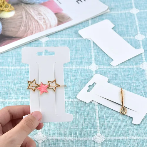 Miniatura 3 de 200 tarjetas de exhibición de pinzas para el cabello, pasadores para el cabello, soporte de exhibición de joyas, cartón de papel rectangular