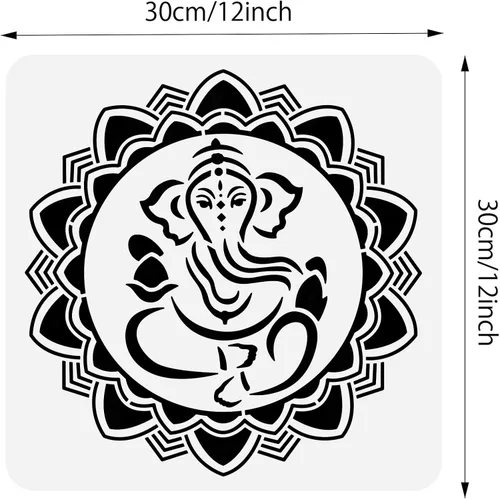 Miniatura 2 de BENECREAT Ganesha - Plantillas de pintura de dibujo, plantillas de elefante indio para pintar en álbumes de recortes, álbum, madera, piso, pared