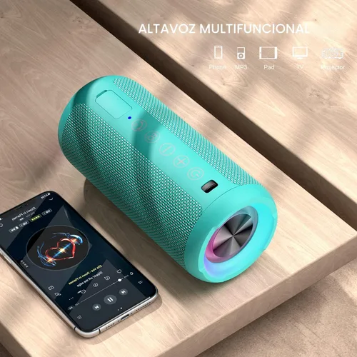 Miniatura 5 de Ortizan - Parlante Bluetooth 5.3, inalámbrico, impermeable IPX7, sonido estéreo de 24 W, graves profundos, luces RGB, emparejamiento doble, 30 horas