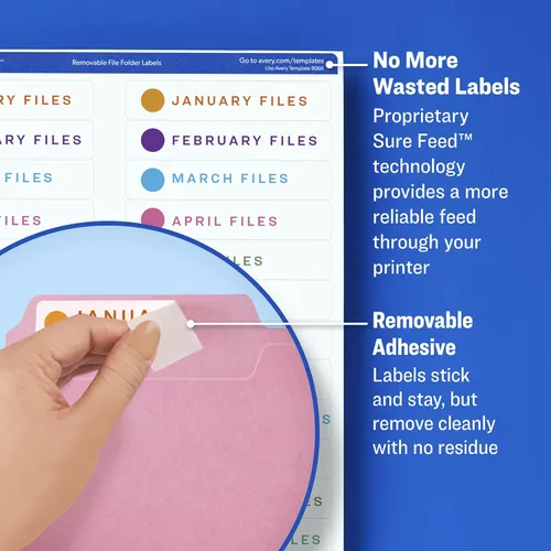 Miniatura 4 de Avery Removable ID Labels, Sure Feed Technology, Removable Adhesive, 3-1/3" x 4", 150 Labels (6464)