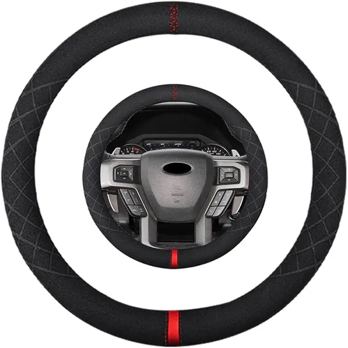 Miniatura 30 de Funda de volante de ante K LAKEY, compatible con Dodge Avenger Grand Caravan Challenger Charger, cubierta de volante deportiva antideslizante