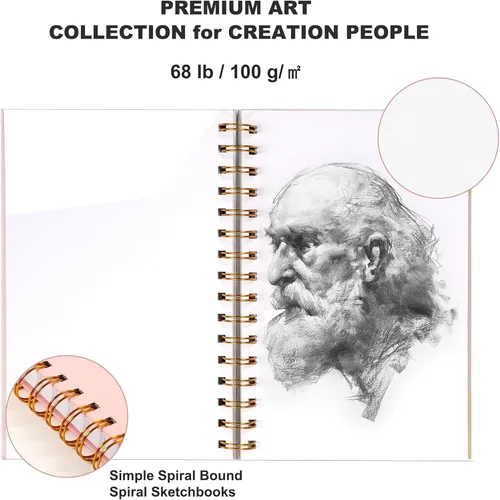 Miniatura 8 de Yoment Cuaderno de bocetos pequeño de 5.5 x 8.5 pulgadas para dibujar, 100 hojas de tapa dura en espiral para niños (68 libras/3.53 oz/m²), cuaderno
