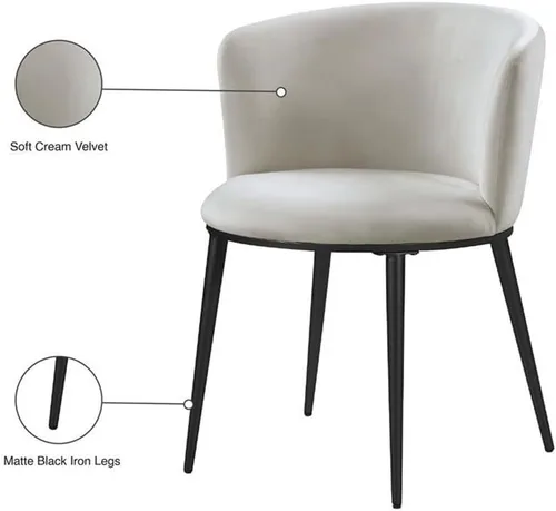 Miniatura 5 de Meridian Furniture Skylar Collection Modern Silla de comedor tapizada contemporánea con respaldo redondeado y patas de hierro resistentes, juego