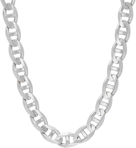 Verona Jewelers - Collar de plata de ley 925 de 0.138 in, 0.177 in, 0.217 in, 0.256 in, 0.315 in, cadena de eslabones marineros planos, cadena de