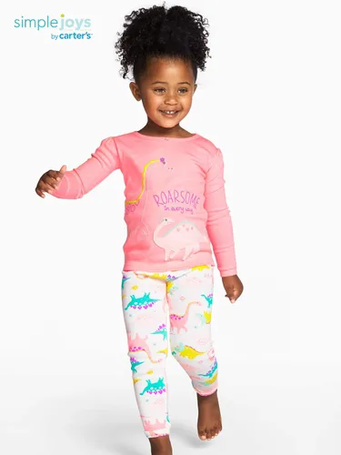 Miniatura 4 de Simple Joys by Carter's Conjunto de pijama de algodón ajustado de 6 piezas para bebés, niños pequeños y niñas