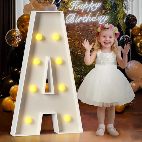 Miniatura 13 de Mixifox Letras V de marquesina de 3 pies, letras grandes iluminadas de 3 pies de alto con luces, letra grande para boda, compromiso, graduación