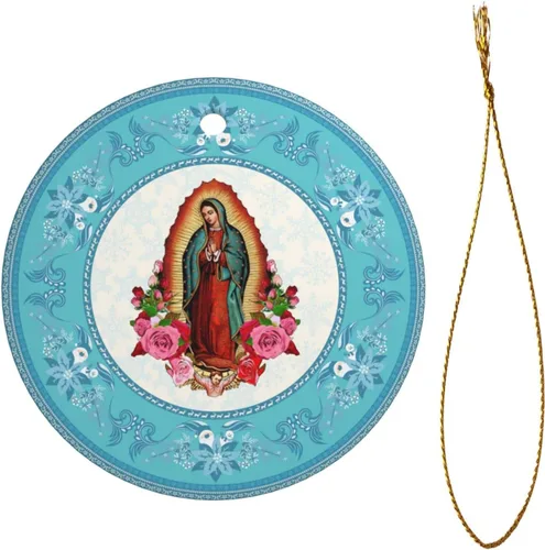 Miniatura 2 de Nuestra Señora de Guadalupe - Adornos de Navidad de Virgen María, adornos de cerámica, adorno redondo de porcelana, árbol de Navidad, oficina
