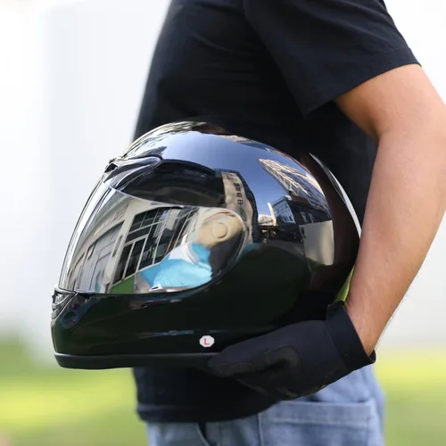 Miniatura 4 de TCT-MT DOT - Casco de cara completa con espejo para protección solar, deportes de calle, motocicleta, casco para adultos, color negro brillante, S
