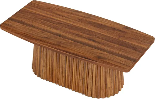 Miniatura 8 de LITTLE TREE Mesa auxiliar rectangular de 47.24 pulgadas con bordes cortos redondeados, mesa central de granja con base plisada y mesa grande