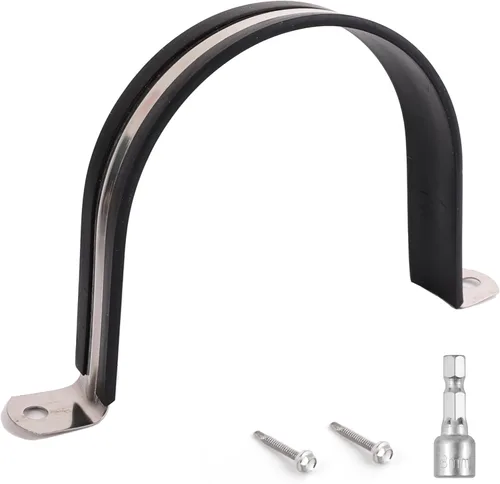Miniatura 11 de Abrazaderas de tubo, abrazaderas de conducto acolchadas de goma y acero inoxidable 304 (SCH 1 pulg (Φ 32 MM) - Paquete de 10)