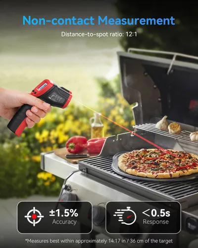 Miniatura 3 de Wintact Termómetro Infrarrojo Pistola de Temperatura -58℉ a 1094℉, Pistola Digital IR de Temperatura Superficial, Pistola Térmica Láser Sin Contacto