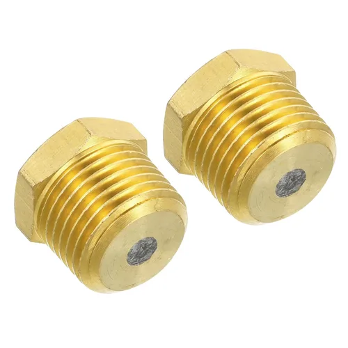 PATIKIL Tapón fusible de latón BSPT de 1/2 pulgada, paquete de 2 tapones fusibles de latón de 509.0 °F para sistema de refrigeración HVAC, tono latón