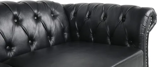 Miniatura 3 de RARZOE Moderno sofá Chesterfield de poliuretano de 3 plazas, sofá Chesterfield tapizado de piel con botones capitoné, sofá clásico de piel sintética