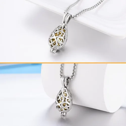 Miniatura 2 de XIUDA Collar de urna personalizado para cenizas humanas, collar de cenizas de flor de loto con mini urna de recuerdo, joyería de cremación
