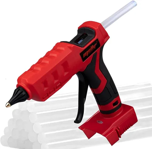 Pistola de pegamento caliente inalámbrica compatible con batería Milwaukee 18V, (solo herramienta) kit de pistola de pegamento alimentada por Rojo